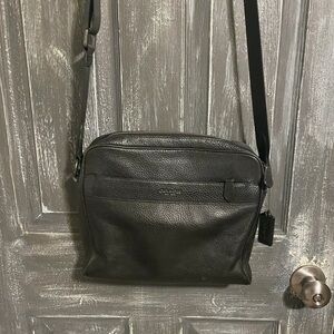 Coach Black Leather Messenger Crossbody Bag